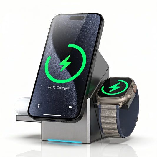 3-in-1 Magnetic 15W Auto-Rotate Wireless Charging Stand