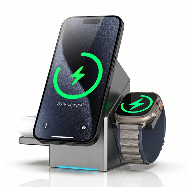 3-in-1 Magnetic 15W Auto-Rotate Wireless Charging Stand