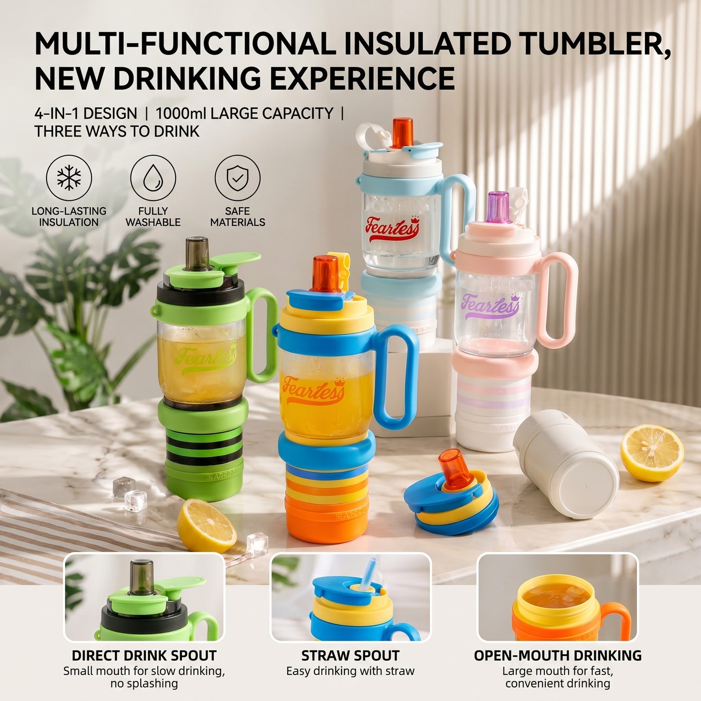 4-in-1 Insulated Tumbler Bottle