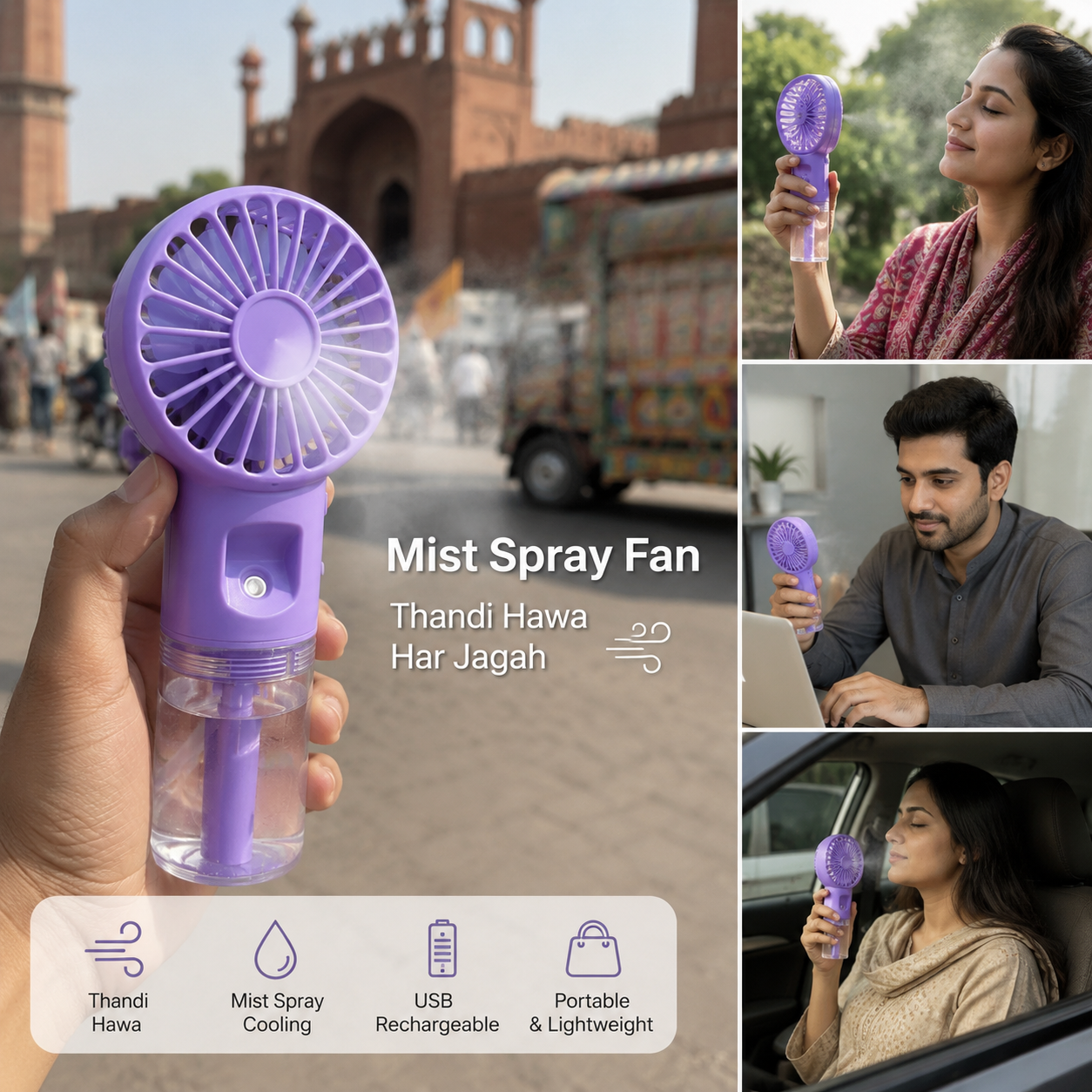 Portable Rechargeable Mist Spray Fan